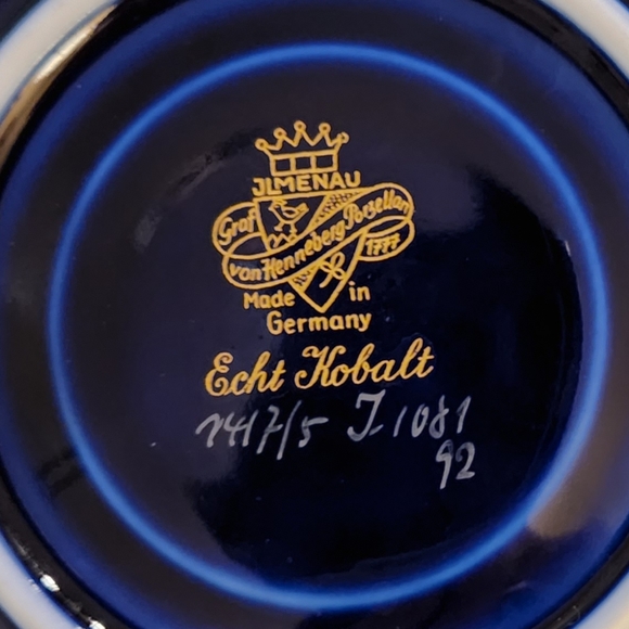 Jlmenau Graf von Henneberg Porzellan 1777 Echt Kobalt cup and saucer - Picture 8 of 9